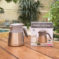 Bình giữ nhiệt pha trà kèm lõi lọc Kaiyo 500ml màu vàng đồng