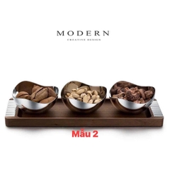 SET 3 BÁT KÈM KHAY MODERN BERNADOTTE MIỆNG SÓNG MẪU 2