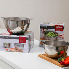 BỘ TÔ TRỘN VÀ RỔ INOX KAIYO SZ 20CM