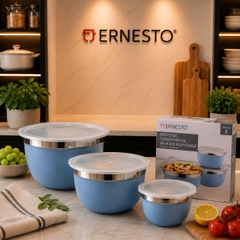 BỘ ÂU ĐỰNG THỨC ĂN ERNESTO SET 3 CÁI MÀU XANH CỐM/VÀNG/XANH DƯƠNG
