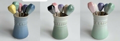 Set 5 dĩa hoa quả kèm hũ đựng Le Creuset màu xanh mint