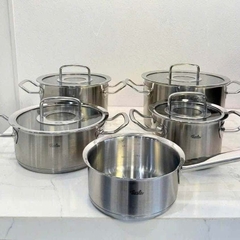 BỘ NỒI FISSLER ORIGINAL PROFI 5 MÓN NẮP KÍNH ( 4 NỒI 1 QUÁNH ) 084-129-05-000/0