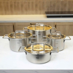 Bộ nồi Fissler Pure 4 nồi nắp kính