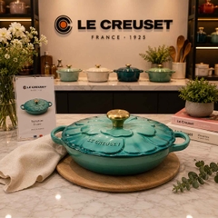 CHẢO LE CREUSET PETAL BRAISER BLEU RIVIERA CÓ NẮP 26CM MÀU XANH