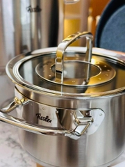 BỘ NỒI FISSLER PURE 5 MÓN ( 4 NỒI 1 QUÁNH) NẮP INOX