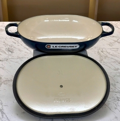 CHẢO GANG OVAN LE CREUSET OBLONG MÀU AGAVE 31CM XANH CỔ VỊT