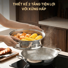 CHẢO WOK KÈM XỬNG HẤP GKOCH 28CM
