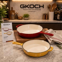 CHẢO GANG CÁN DÀI GKOCH FR26H 26CM MÀU ĐỎ
