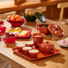 BỘ TRÀ KÈM KHAY STAUB MÀU CAM CHÁY