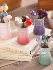 Set 5 dĩa hoa quả kèm hũ đựng Le Creuset màu xanh mint