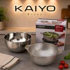 BỘ TÔ TRỘN VÀ RỔ INOX KAIYO 24CM