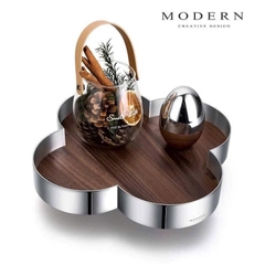 Khay trang trí bằng gỗ cỏ 4 lá Modern