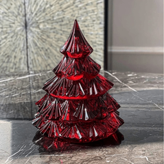 Thố pha lê hình cây thông Noel Tree Bohemia màu đỏ 16,5cm