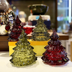 Thố pha lê hình cây thông Noel Tree Bohemia màu đỏ 16,5cm