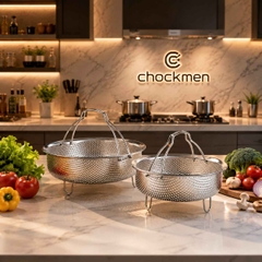 RỔ HẤP INOX 304 CÓ QUAI 22CM N728