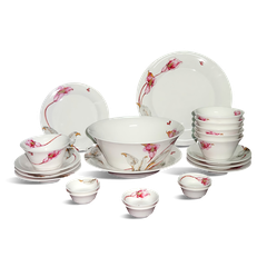 Bộ đồ ăn 22 sản phẩm Tulip ngà Loa Kèn Hồng