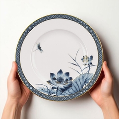 Dĩa tròn 20cm - Hoàng Cung - Sen Vàng