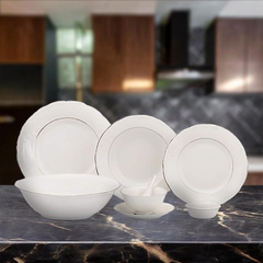 Bộ đồ ăn 6 người 32 sản phẩm - Đài Các - Chỉ Bạch Kim