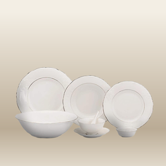 Bộ đồ ăn 6 người 32 sản phẩm - Đài Các - Chỉ Bạch Kim