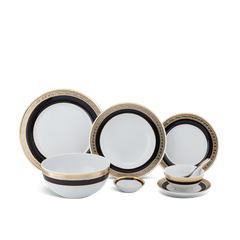 Bộ đồ ăn 6 người 32 sản phẩm - Sago - Hoa Hồng Đen (khắc nổi)