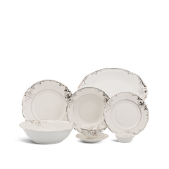 Bộ đồ ăn Âu-Á 45 sản phẩm - Đài Các - Chỉ Bạch Kim