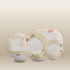 Bộ đồ ăn 6 người Âu- Á 45 sản phẩm - Camellia - Hương Biển Kem