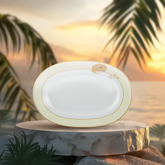 Dĩa Oval 32 cm - Camellia - Hương Biển kem