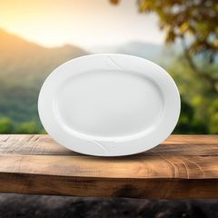 Dĩa Oval 33 cm - Loa Kèn - Trắng