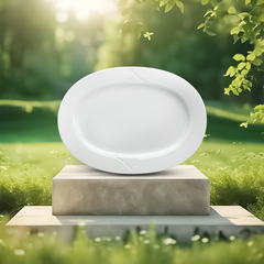 Dĩa Oval 33 cm - Loa Kèn - Trắng