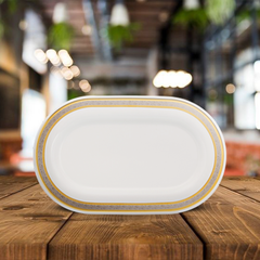 Dĩa Oval 34 cm - Sago - Hoa Hồng