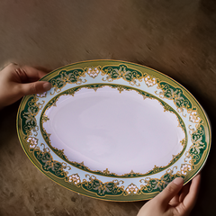 Dĩa Oval 37 cm - Hoàng Cung - Sen Ngọc Bích