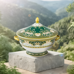 Thố 22 cm + nắp - Hoàng Cung - Sen Ngọc Bích