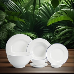 Bộ đồ ăn 25 sản phẩm (B) - Camellia - Chỉ Xanh Dương