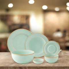 Bộ đồ ăn 30 sản phẩm - Cordon - Men Ngọc Sương Mờ (Trang trí Vàng)