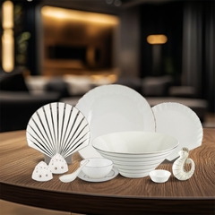 Bộ đồ ăn 6 người Âu-Á 47 sản phẩm - Ngọc Biển IFP - Chỉ Bạch Kim