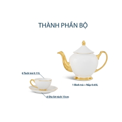 Bộ trà 0.65 L - Hoàng Cung - Chỉ Vàng
