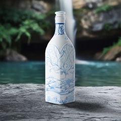 Chai sứ dưỡng sinh vuông 1.0 L + nắp (K1) - Dưỡng Sinh - Biển Xanh