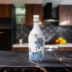 Chai sứ dưỡng sinh vuông 1.0 L + nắp (K1) - Dưỡng Sinh - Sen Cobalt