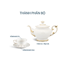 Bộ trà 0.8 L - Đài Các IFP - Chỉ Vàng 2