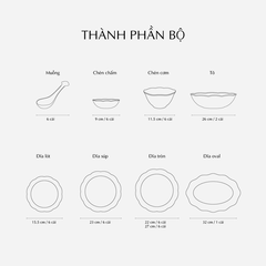 Bộ đồ ăn Âu-Á 45 sản phẩm - Đài Các - Trang Trí Bạch Kim