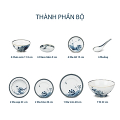Bộ đồ ăn 30 sản phẩm - Hoàng Cung - Sen Vàng