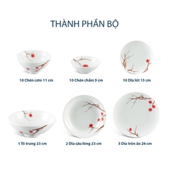 Bộ đồ ăn 36 sản phẩm - Daisy - Hồng Mai