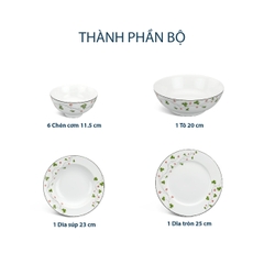 Bộ đồ ăn 9 sản phẩm - Jasmine - Hoa May Mắn