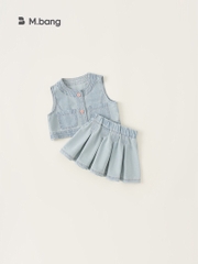 Set váy bò bé gái Mbang chất nhẹ thoáng mát xinh xắn, Set váy bò bé gái Mbang sang chảnh cho bé