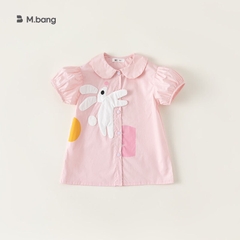 Váy kiểu áo sơ mi cổ tròn cho bé gái Mbang hàng thiết kế chất siêu mát, Váy sơ mi bé gái Mbang vải mịn mát