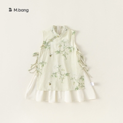 Sườn xám kết hợp váy xếp ly Mbang cho bé