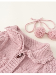 Áo khoác len bé gái Mbang siêu dày mềm ấm, Áo Cardigan dệt kim cho bé gái Mbang siêu ấm