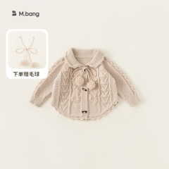 Áo khoác len bé gái Mbang siêu dày mềm ấm, Áo Cardigan dệt kim cho bé gái Mbang siêu ấm