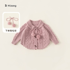 Áo khoác len bé gái Mbang siêu dày mềm ấm, Áo Cardigan dệt kim cho bé gái Mbang siêu ấm
