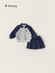 Set áo dài tay phối chân váy xếp ly chất cotton mềm mịn, phong cách Hàn Quốc M.bang cho bé gái